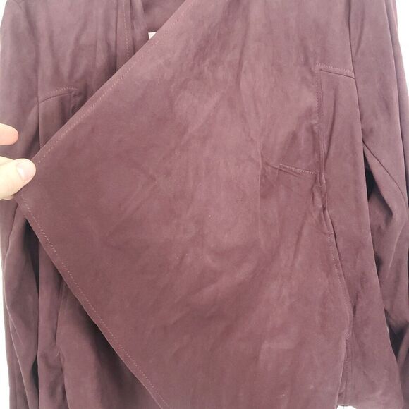Kut From The Kloth Jacket Womens M Suede Soft Unlined Burgundy Draped Front - Picture 4 of 10